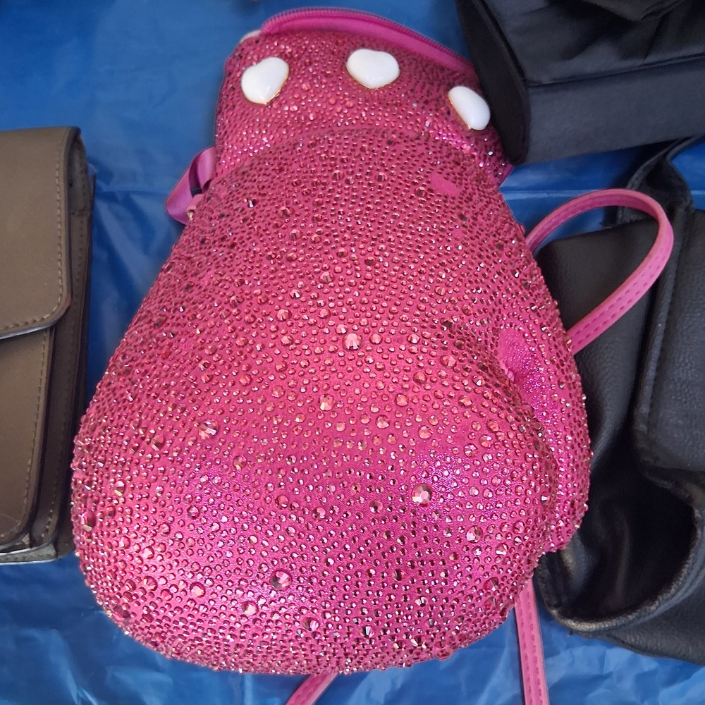Betsey Johnson Fuchsia Rhinestone B9xing Glove Shoulder Bag